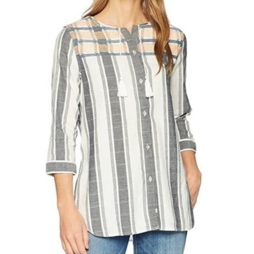 Woolrich Eco Rich Cleo Falls organic cotton tunic top with tassels/embroidery M